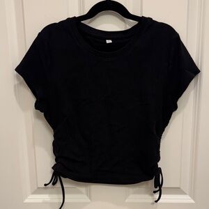 GU Black Short Sleeve Women's Top with Side Ties